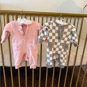 Cozy Pink and Gray Checkered Kids One Piece Set